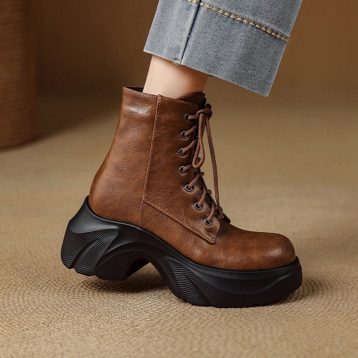 Irene | Botas Militares de Piel con Cordones