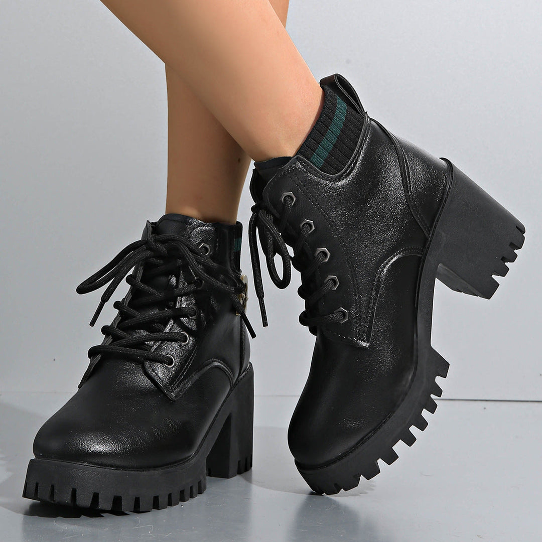 Laura | Botas Militares Mujer Plataforma Cordones