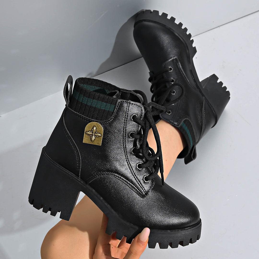 Laura | Botas Militares Mujer Plataforma Cordones