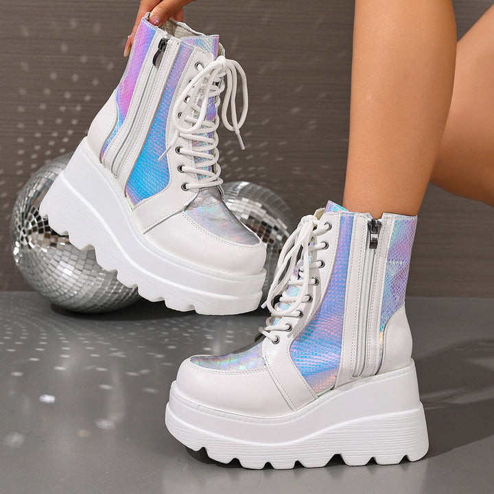 Claudia | Botas Plataforma Serpiente Cordones Mujer