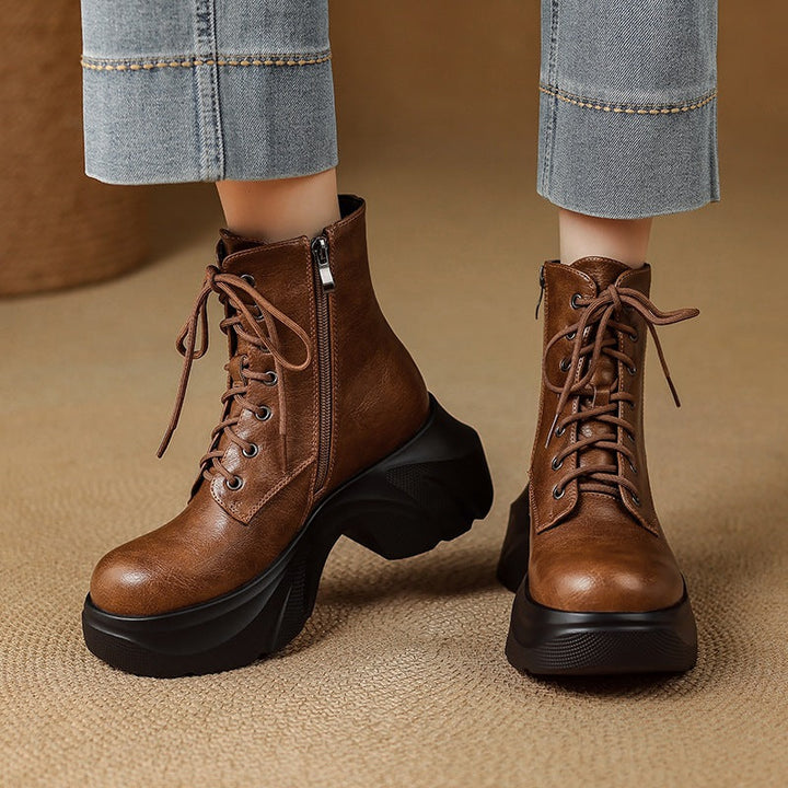 Irene | Botas Militares de Piel con Cordones