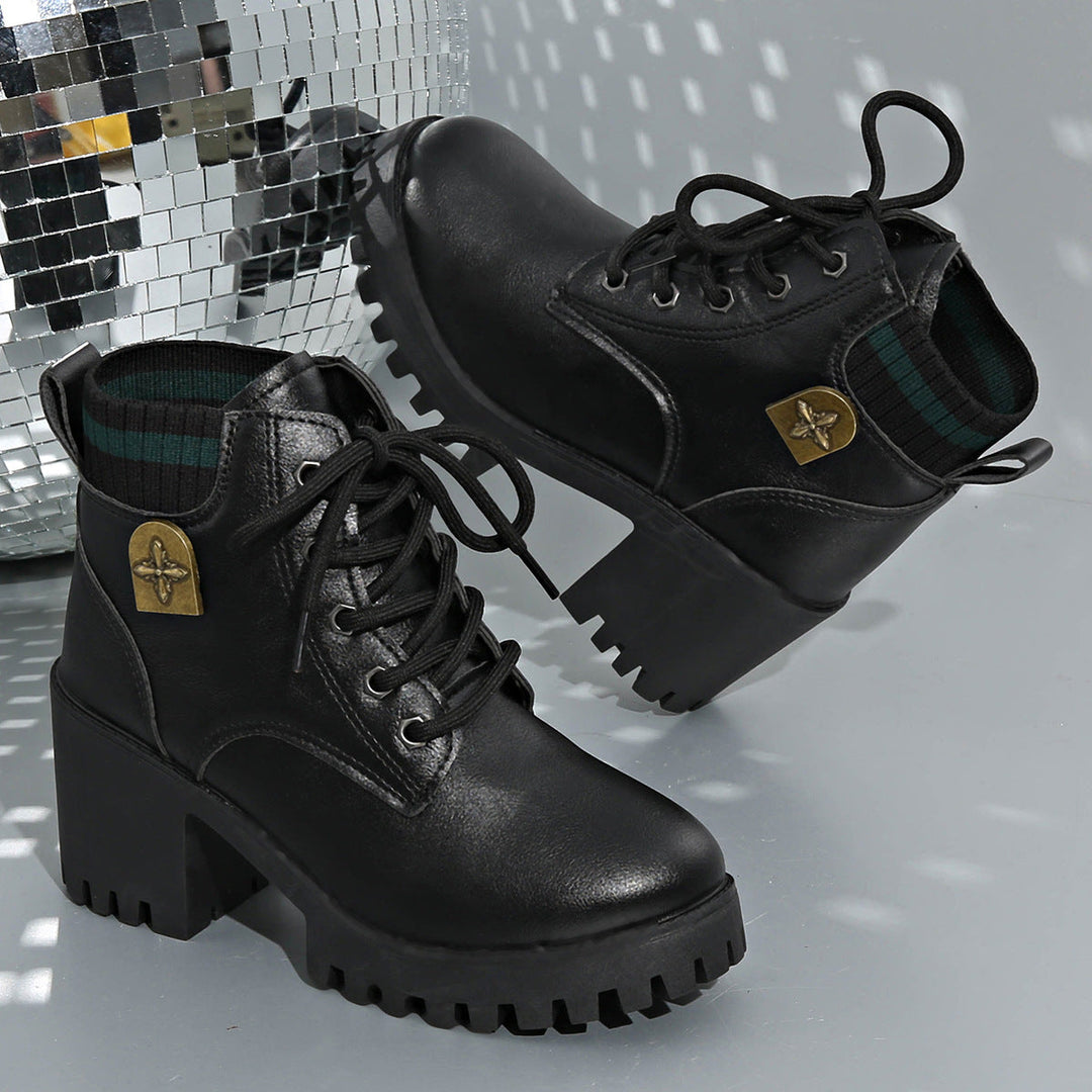 Laura | Botas Militares Mujer Plataforma Cordones