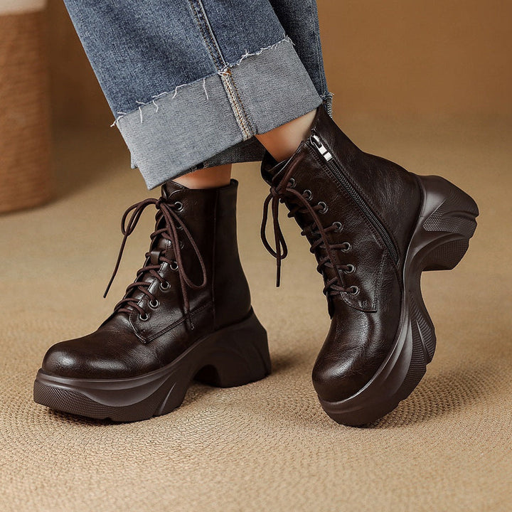 Irene | Botas Militares de Piel con Cordones