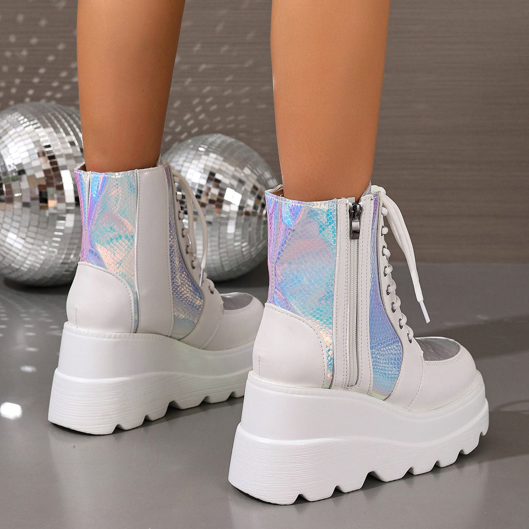 Claudia | Botas Plataforma Serpiente Cordones Mujer