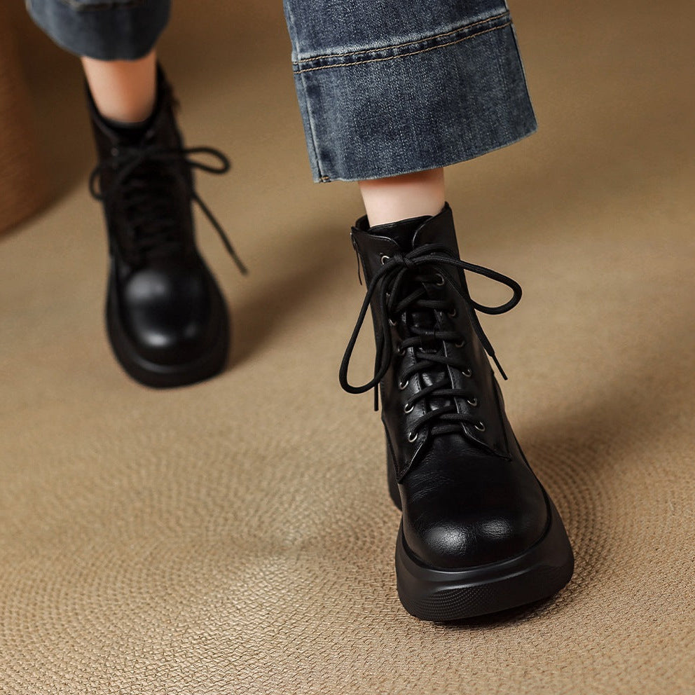 Irene | Botas Militares de Piel con Cordones