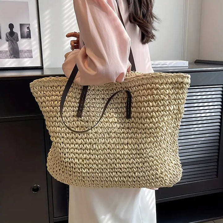 Paula | Bolso de Mano Tejido de Paja con Asa al Hombro