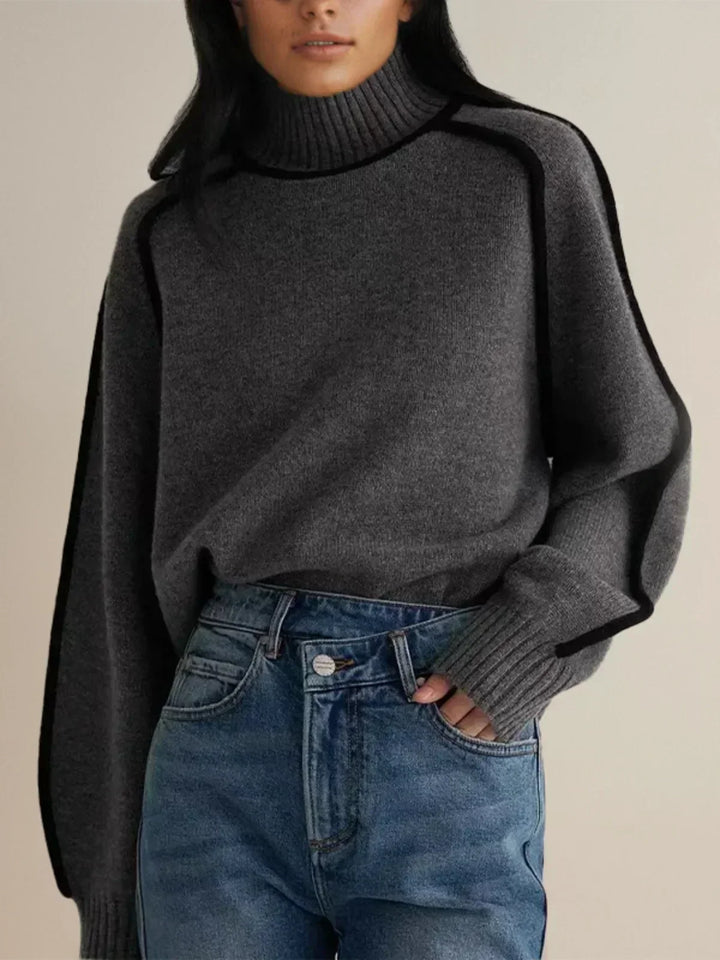 Paula | Jersey de Cuello Alto con Cinturón y Detalle
