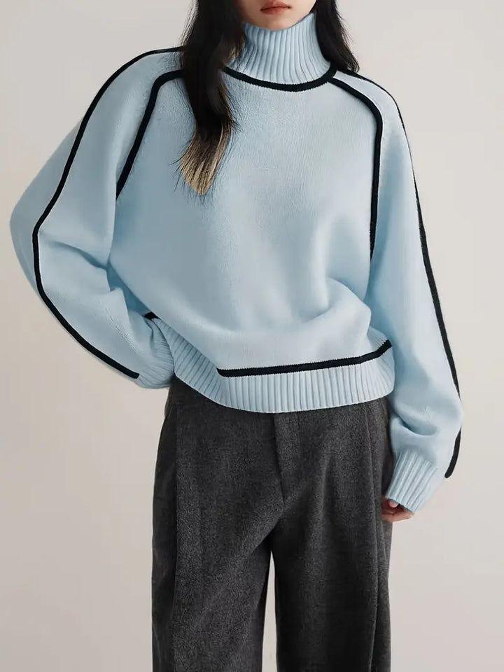 Paula | Jersey de Cuello Alto con Cinturón y Detalle