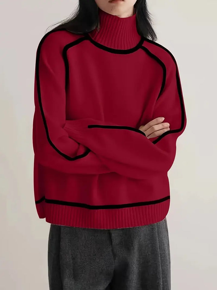 Paula | Jersey de Cuello Alto con Cinturón y Detalle