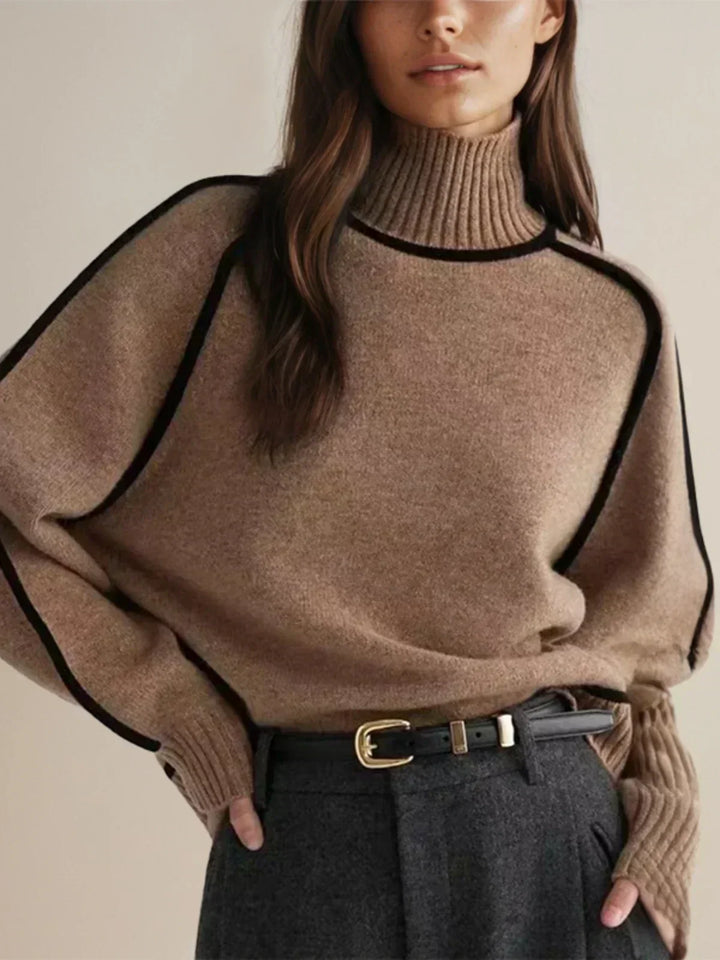 Paula | Jersey de Cuello Alto con Cinturón y Detalle