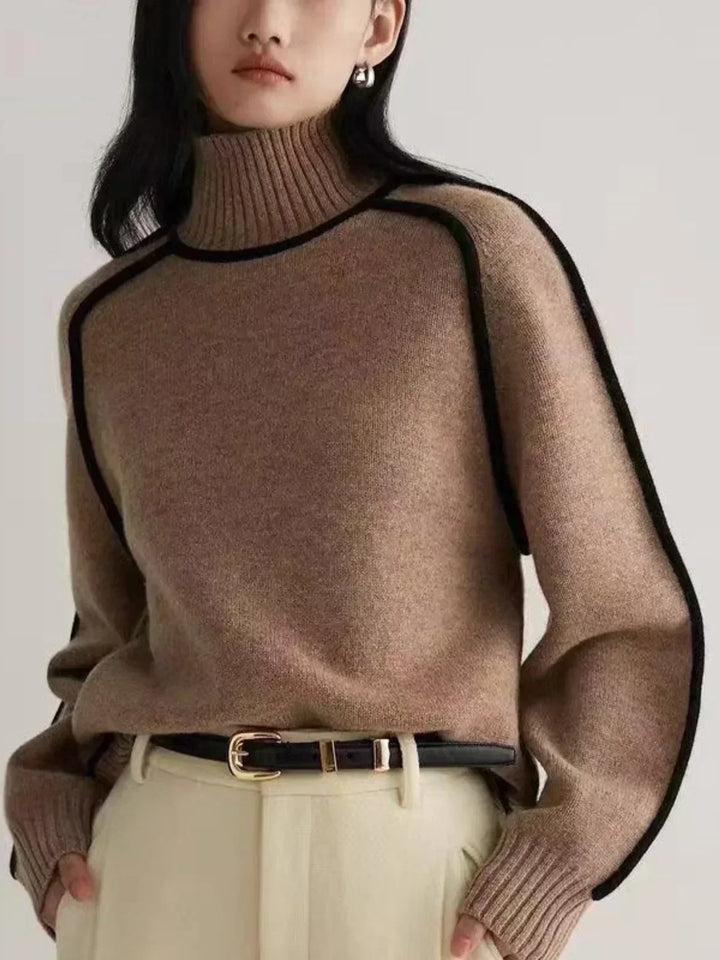 Paula | Jersey de Cuello Alto con Cinturón y Detalle