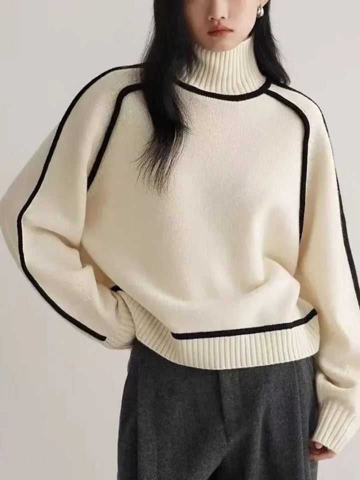 Paula | Jersey de Cuello Alto con Cinturón y Detalle