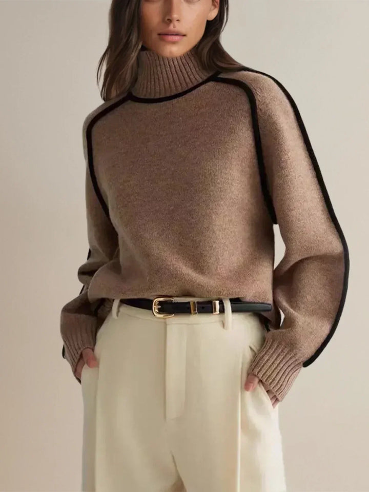 Paula | Jersey de Cuello Alto con Cinturón y Detalle