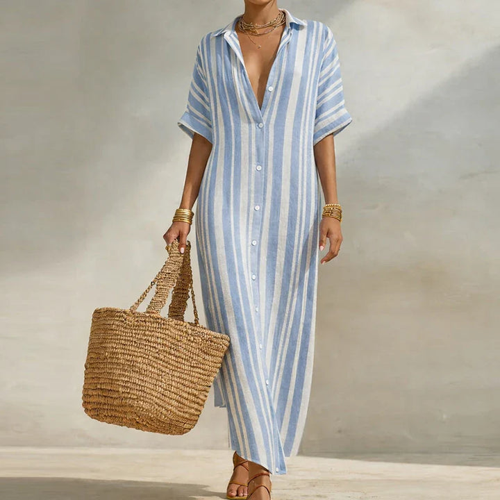 Paula | Vestido Camisero Maxi Rayas Botones