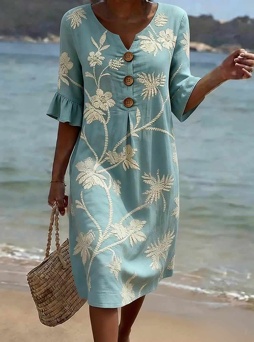 Paula | Vestido Midi Bordado Floral Mujer