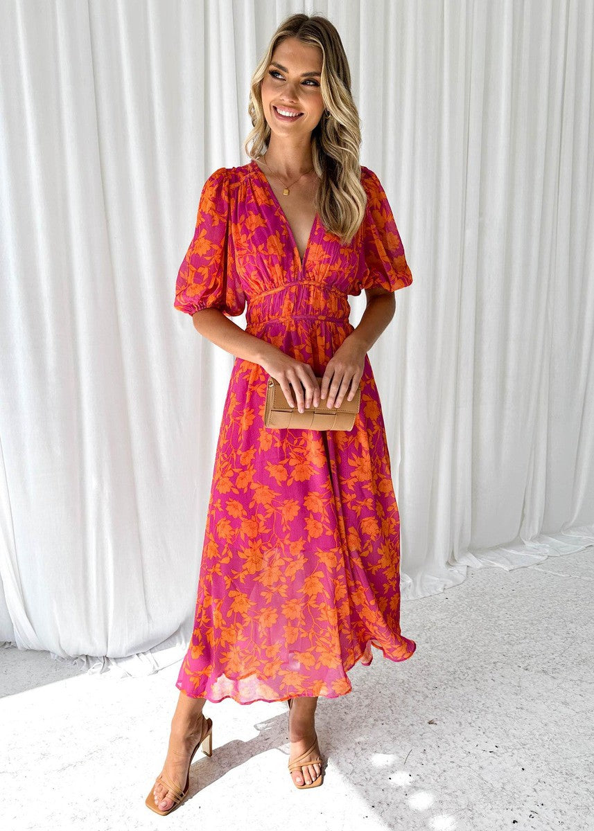 Paula | Vestido Midi Floral Mujer Invitada Boda