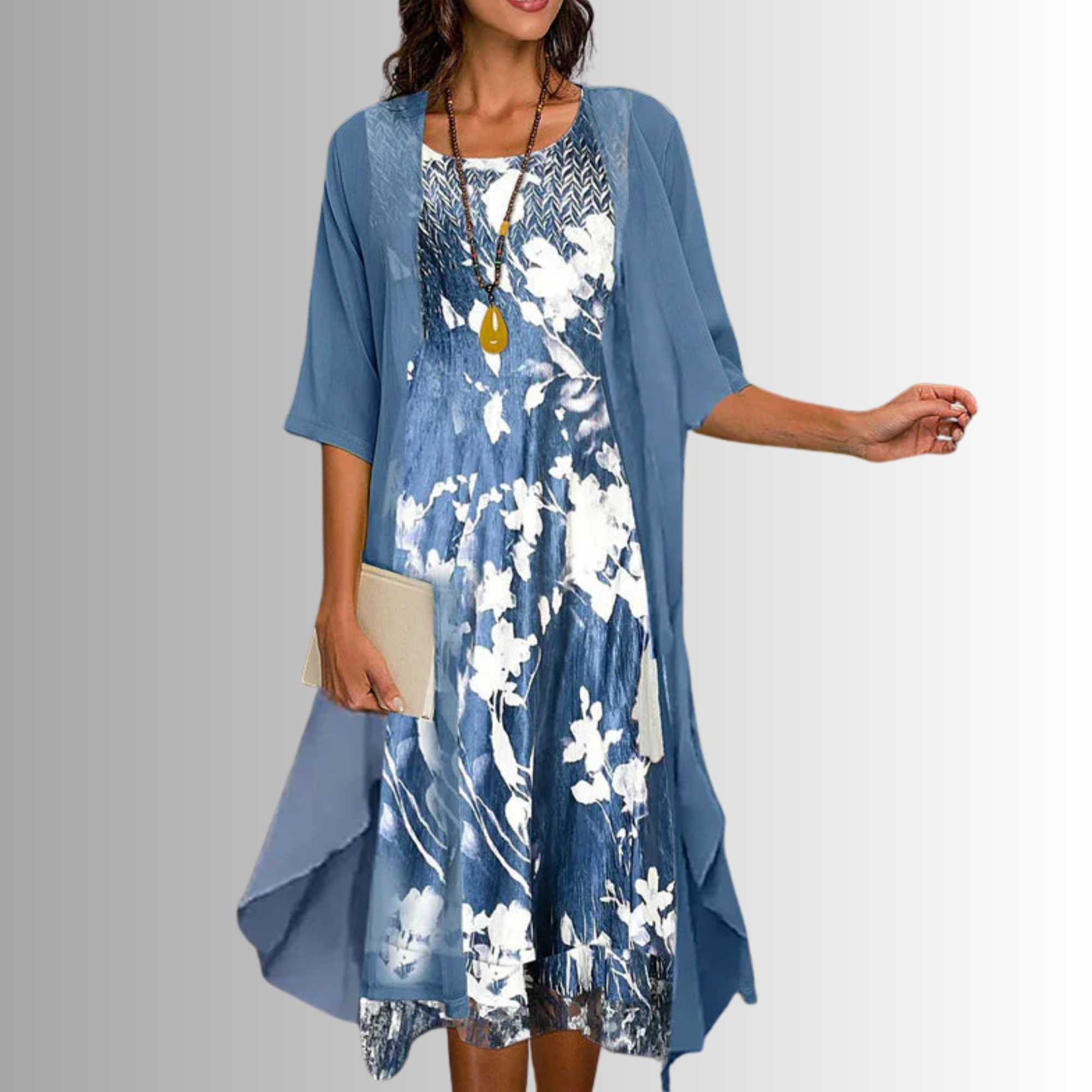 Paula | Vestido Midi con Cardigan Mujer