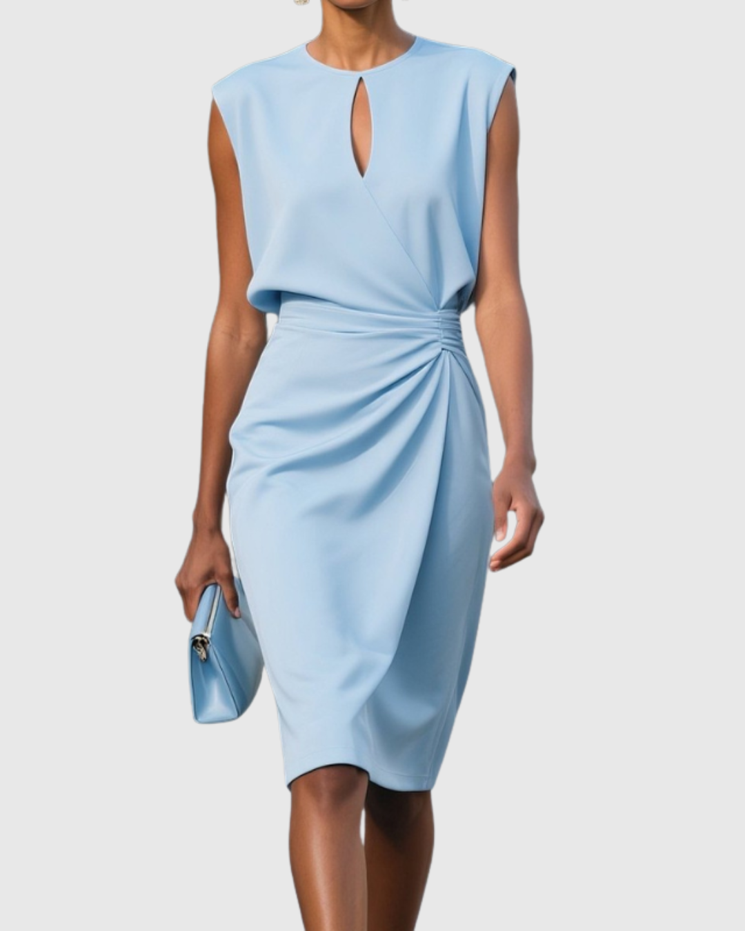 Pilar | Vestido Midi Mujer Fruncido Escote Gota