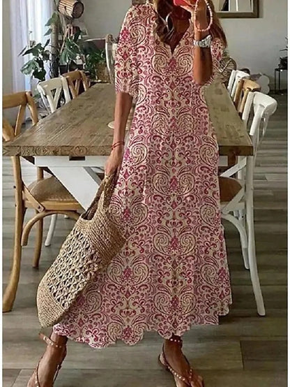 Rosa | Vestido Midi Estampado Mujer con Borlas