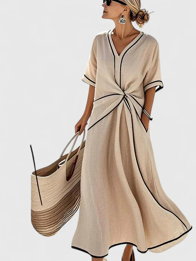 Rosa | Vestido Midi Mujer Nudo Frontal