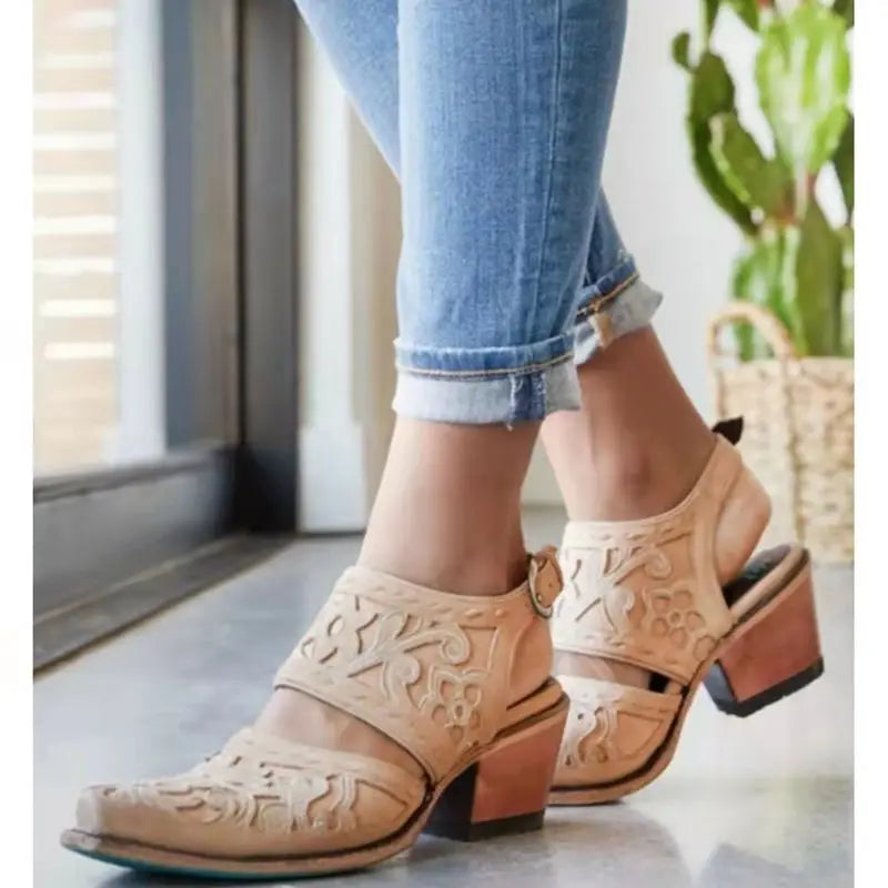Teresa | Zapatos de Tacón Bloque Puntera Afilada