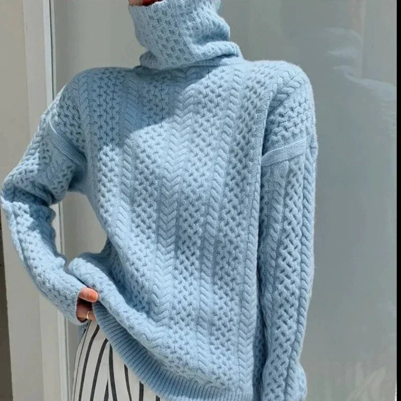 Inés | Jersey de Cuello Alto Punto Grueso Oversize