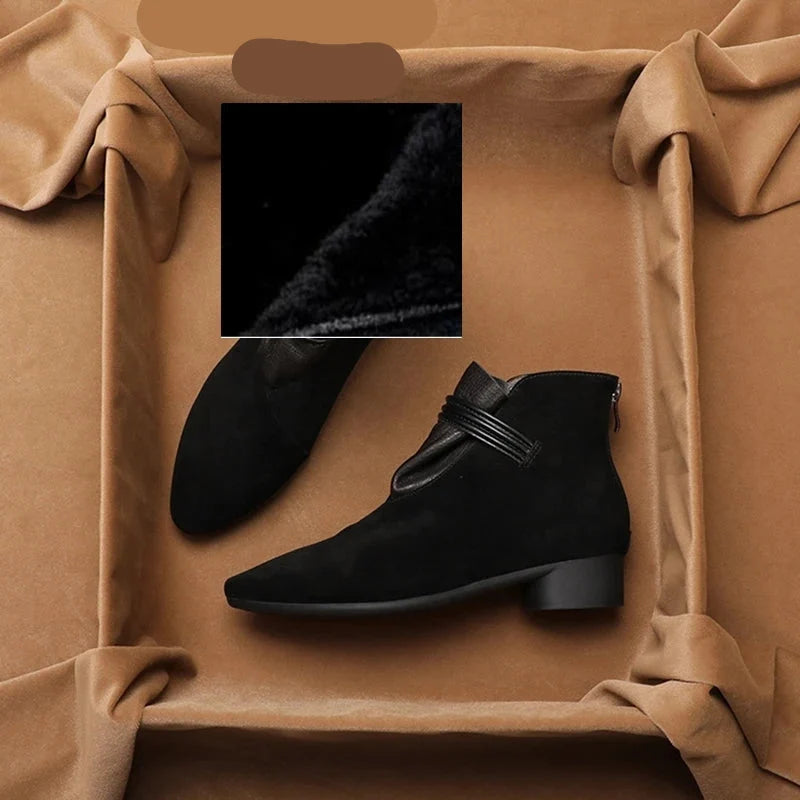 Inés | Botines de Tacón Mujer Piel Ante