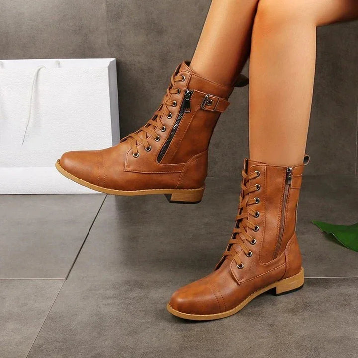 Belén | Botas de Combate con Cordones y Hebilla