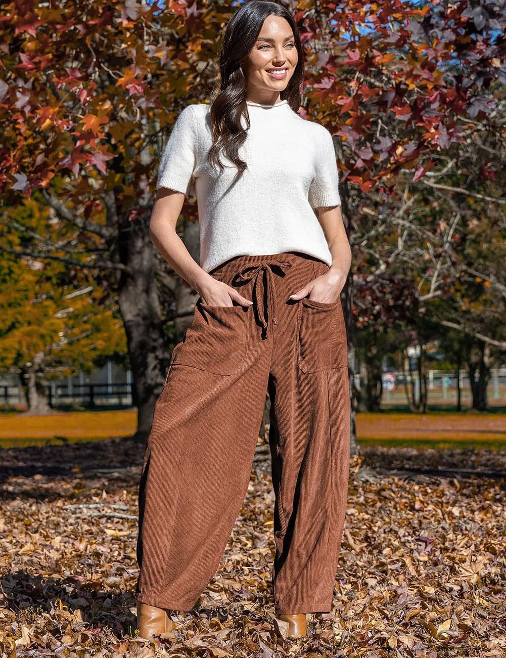Julia | Pantalón Ancho Corduroy con Cintura Elástica