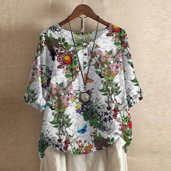 Sara | Blusa Floral Manga Corta Relaxed