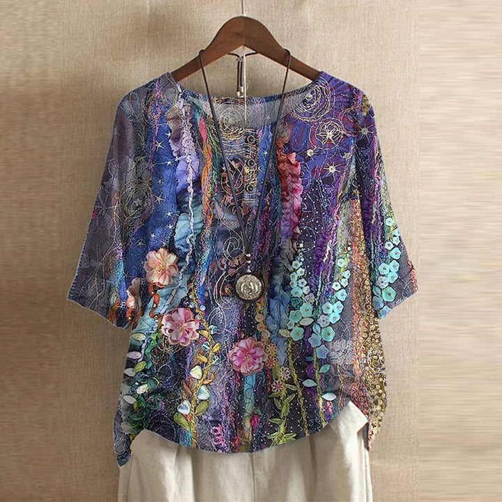 Sara | Blusa Floral Manga Corta Relaxed