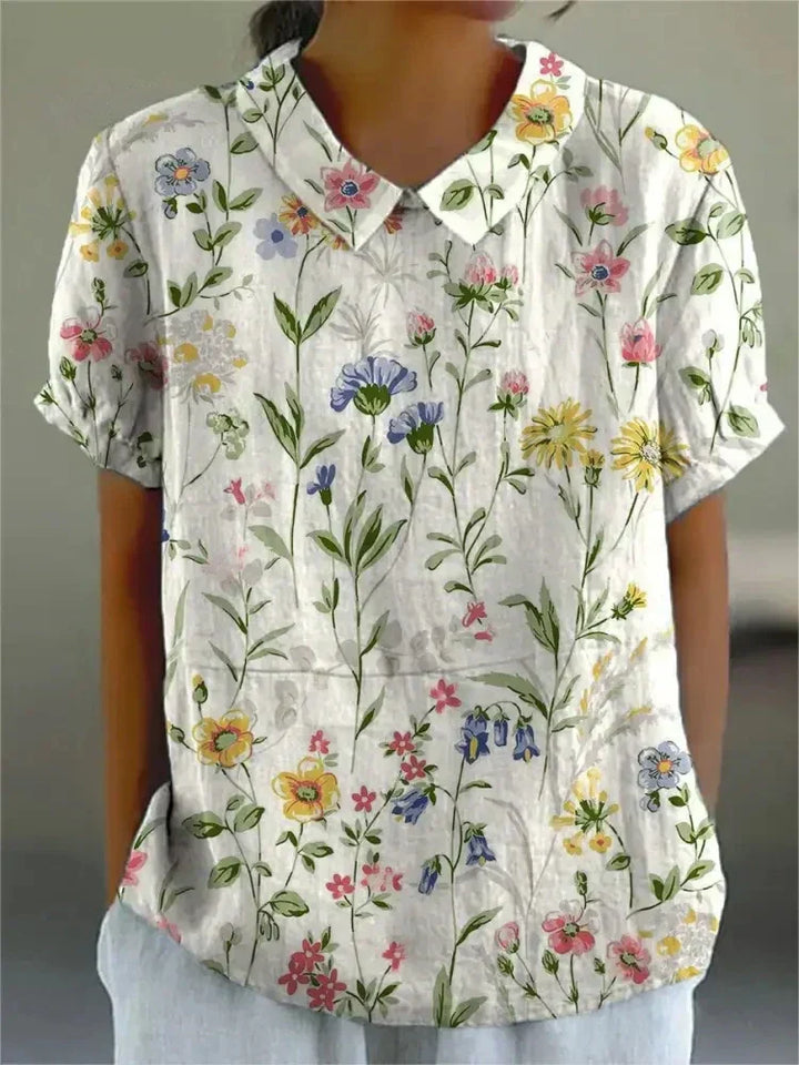 Sara | Blusa Manga Corta Cuello Bordado