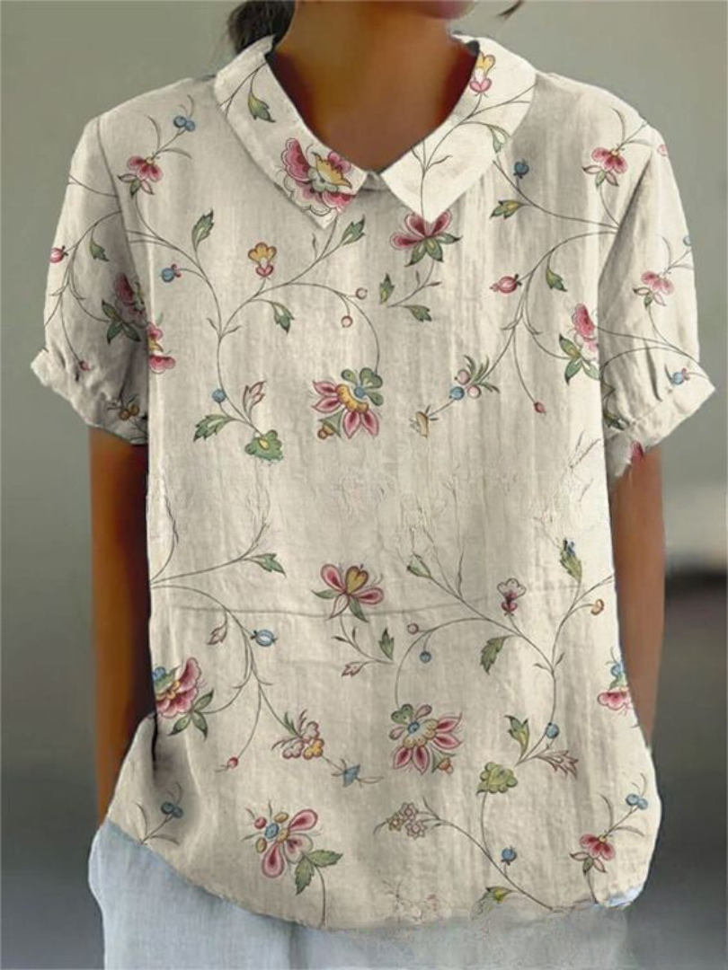 Sara | Blusa Manga Corta Cuello Bordado