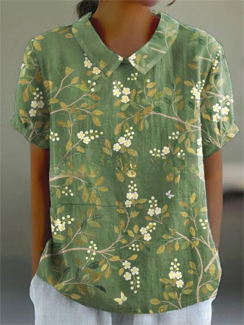 Sara | Blusa Manga Corta Cuello Bordado
