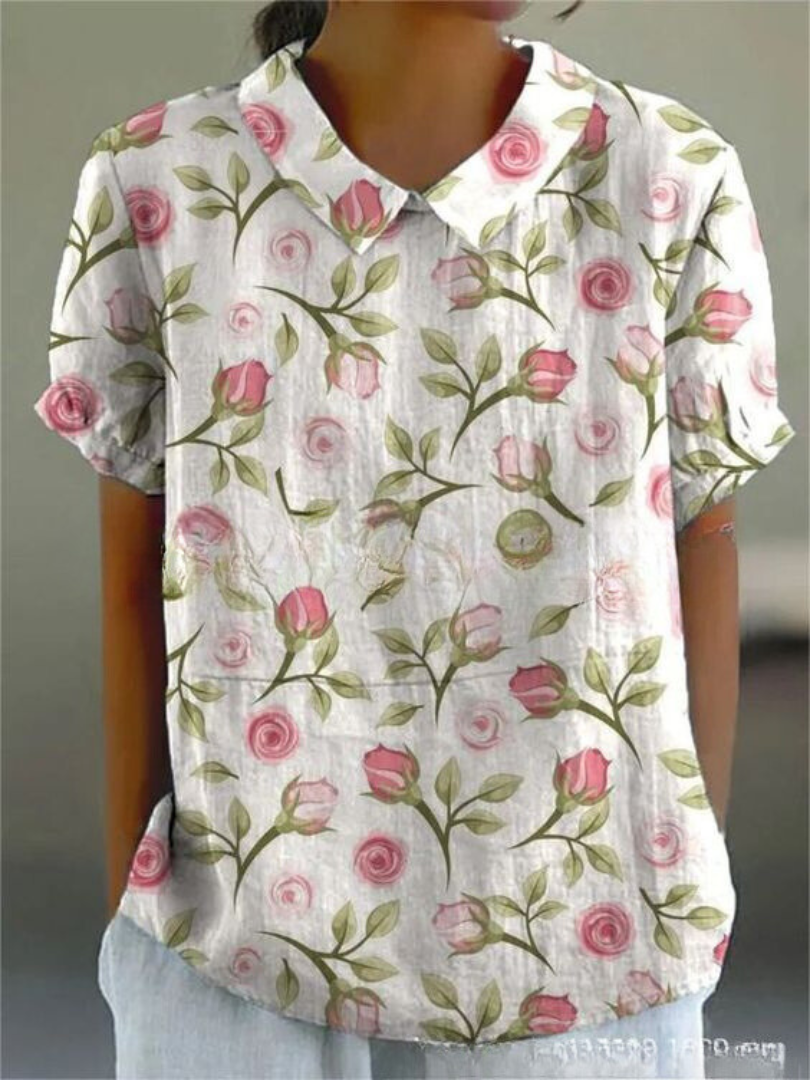 Sara | Blusa Manga Corta Cuello Bordado