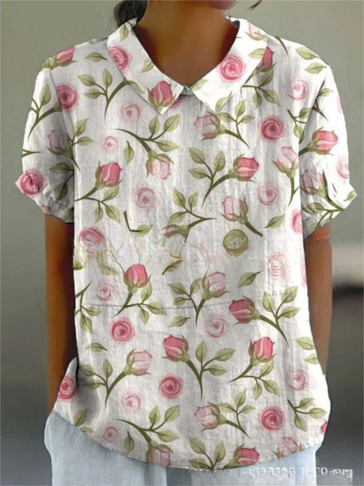 Sara | Blusa Manga Corta Cuello Bordado