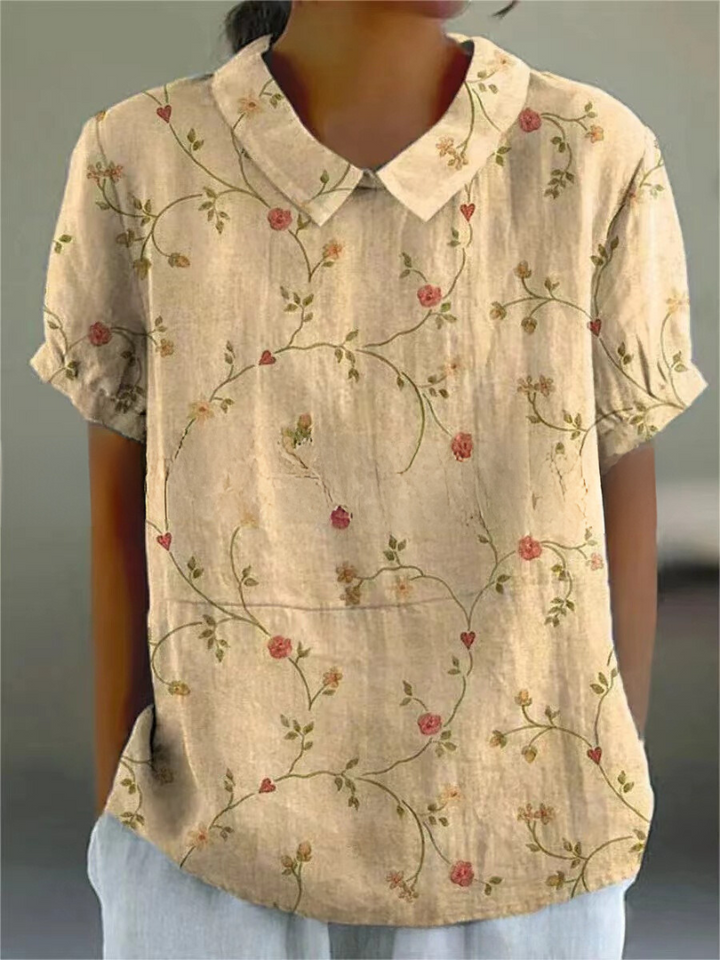 Sara | Blusa Manga Corta Cuello Bordado