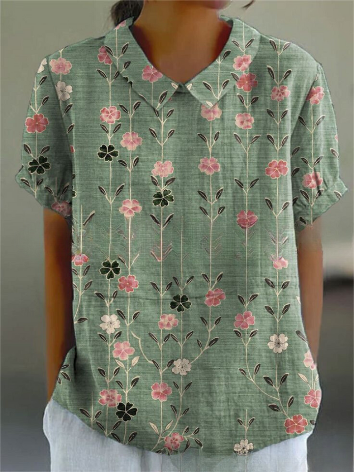 Sara | Blusa Manga Corta Cuello Bordado