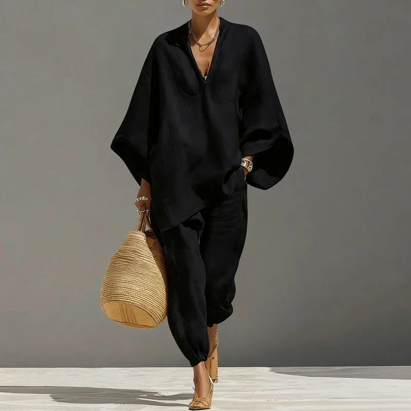 Sara | Conjunto Blusa y Pantalones Mujer Lino