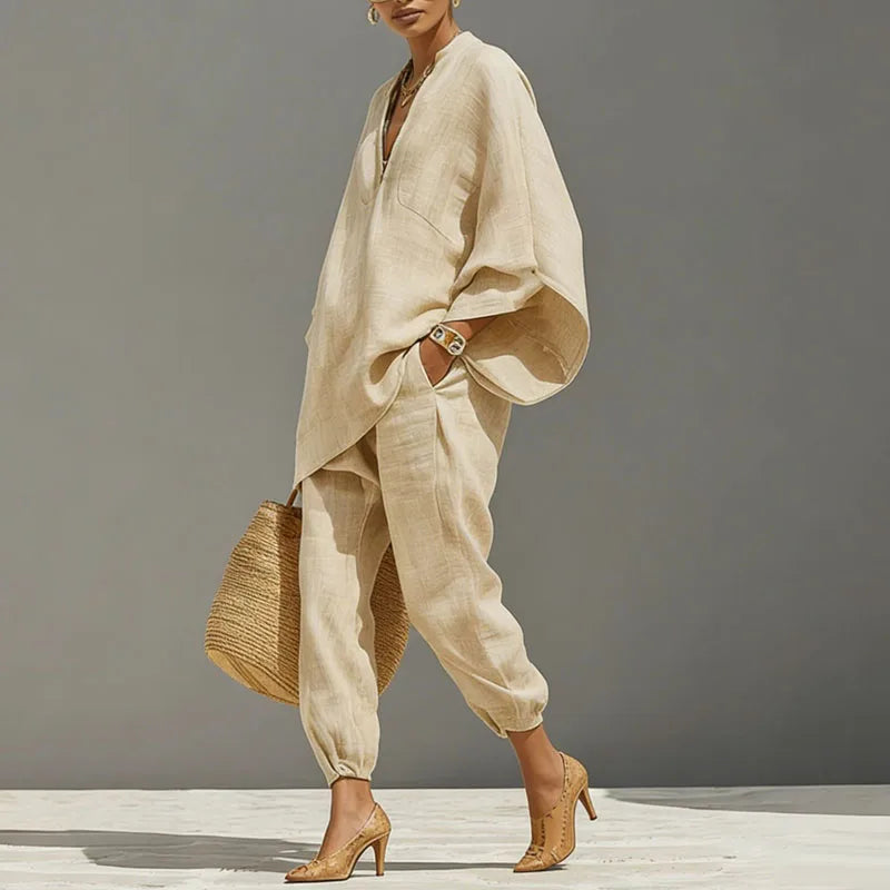 Sara | Conjunto Blusa y Pantalones Mujer Lino