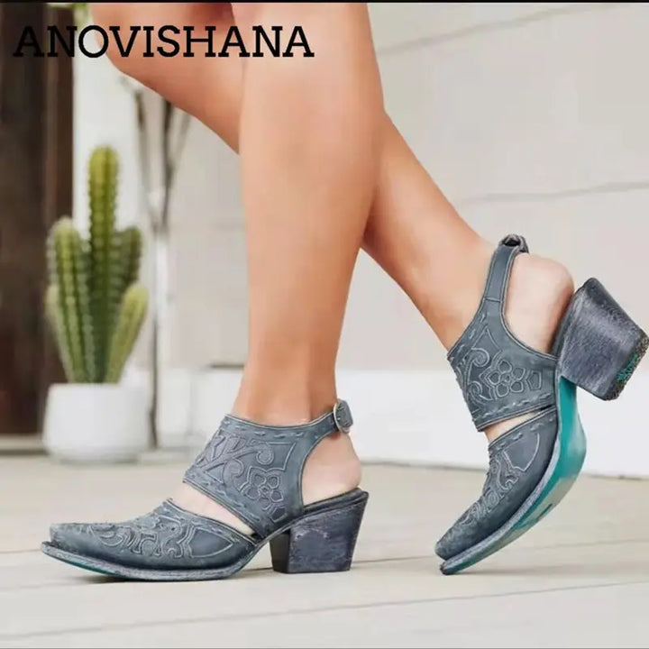 Teresa | Zapatos de Tacón Bloque Puntera Afilada
