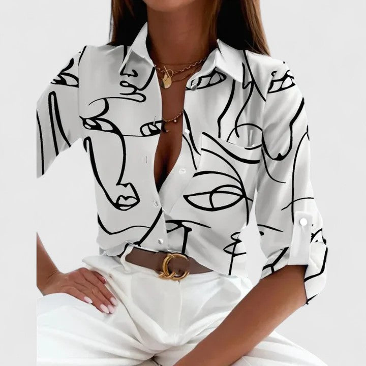 Sofía | Camisa Estampado Geométrico Manga Larga