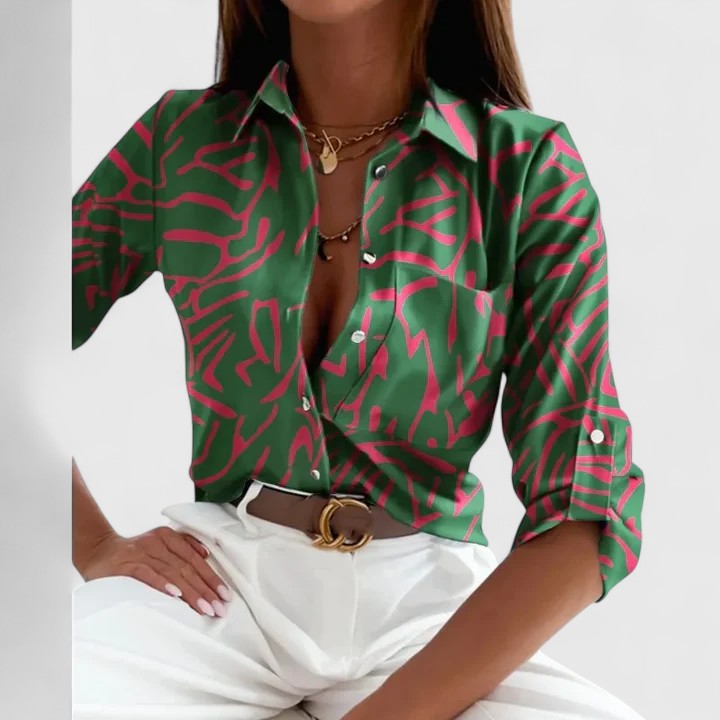 Sofía | Camisa Estampado Geométrico Manga Larga