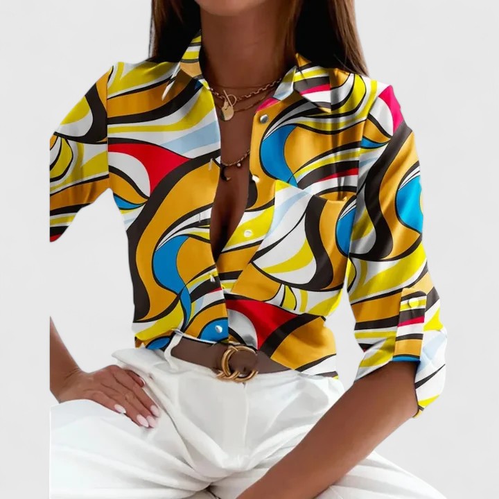 Sofía | Camisa Estampado Geométrico Manga Larga