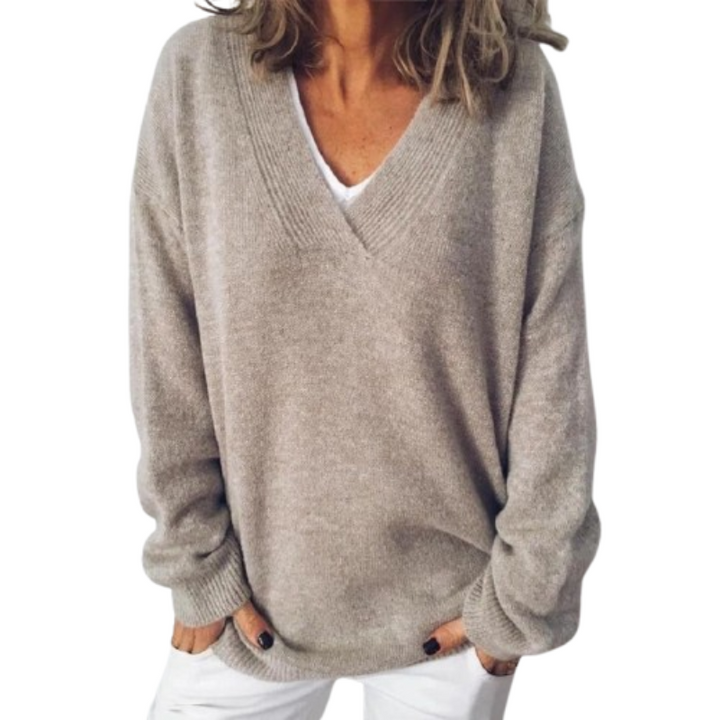 Sofía | Jersey Mujer Punto Cuello V Manga Larga