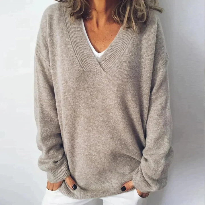 Sofía | Jersey Mujer Punto Cuello V Manga Larga