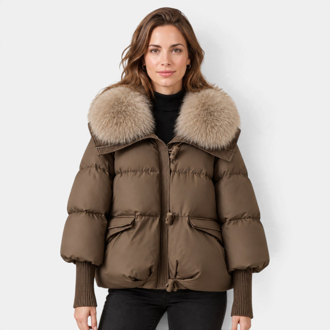 Leila | Chaqueta Acolchada Mujer Cuello Piel Talle Relajado