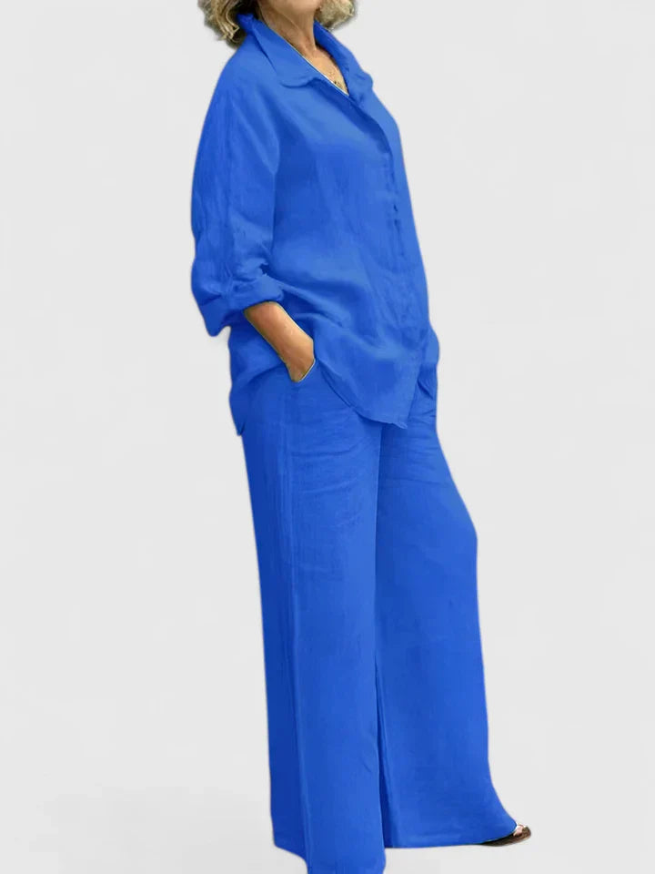 Teresa | Conjunto de Lino de Manga Larga y Cuello para Mujer
