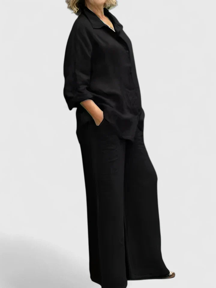 Teresa | Conjunto de Lino de Manga Larga y Cuello para Mujer