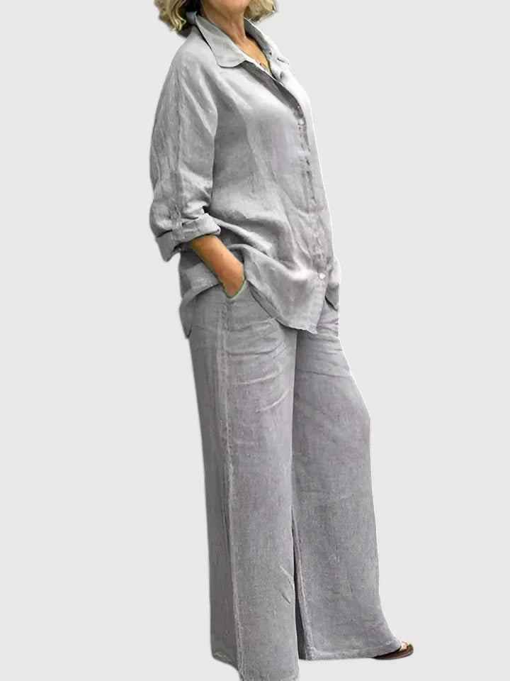 Teresa | Conjunto de Lino de Manga Larga y Cuello para Mujer